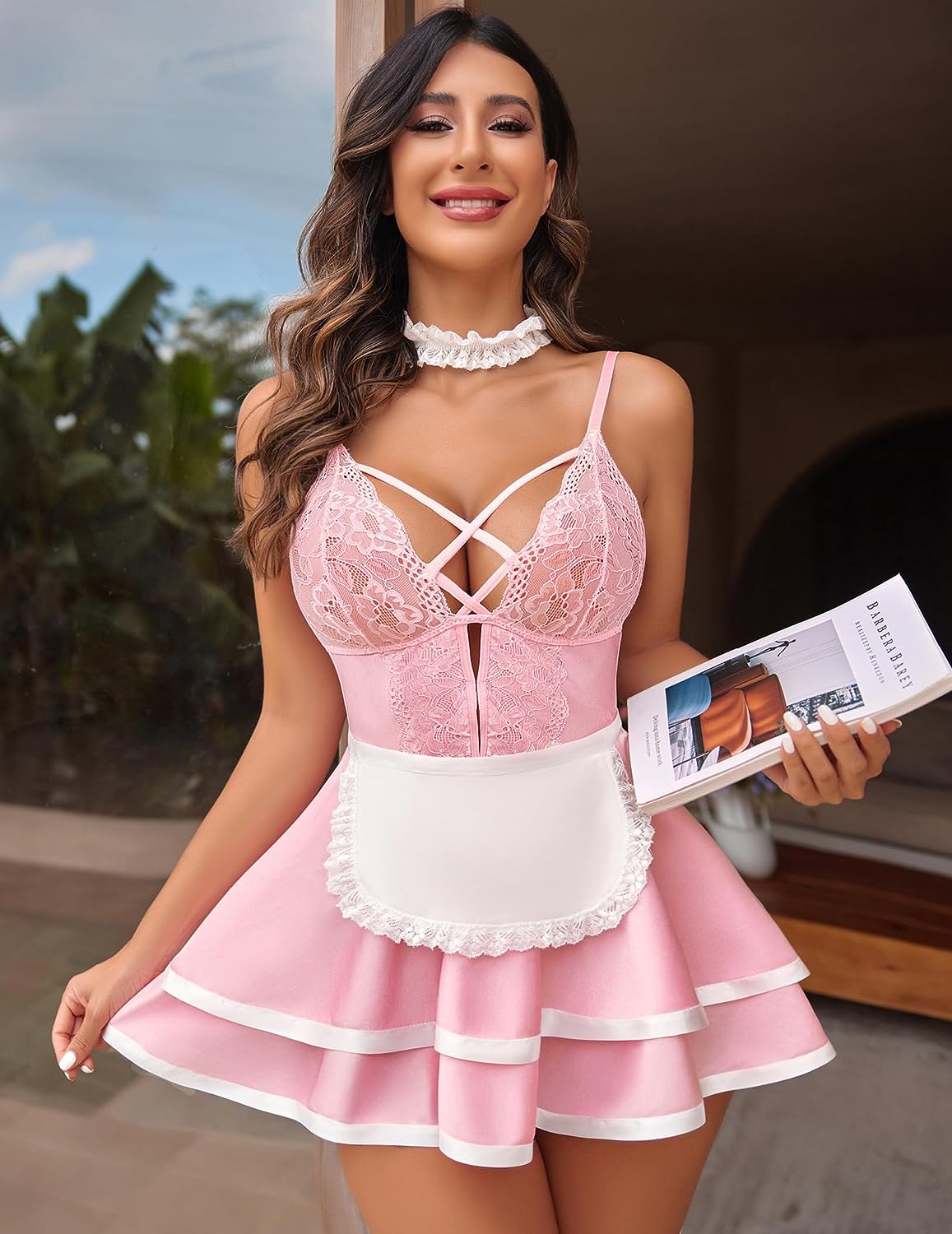 Lencería de mucama Avidlove para traje de mucama, disfraz de mucama francesa, lencería babydoll, vestido de cosplay 