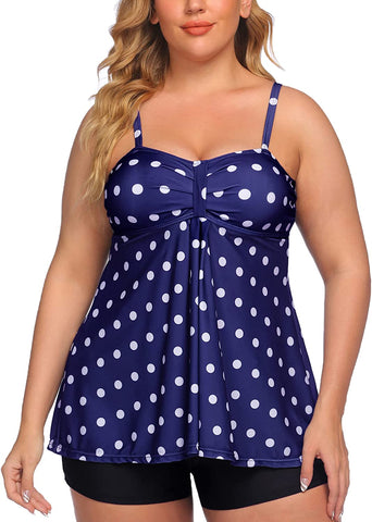 Avidlove Tankini Swimsuits Two Piece Bathing Suit with Shorts Retro Sailor Stripe Dot Tankini Set