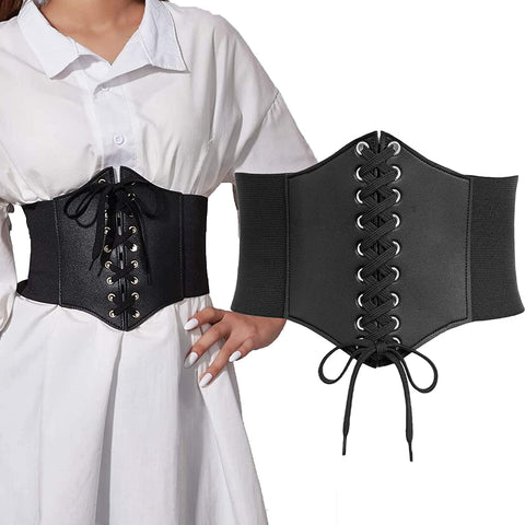 Avidlove Waspie Corset Belt Lace Up Waist Belt Leather Gothic Corset Belt