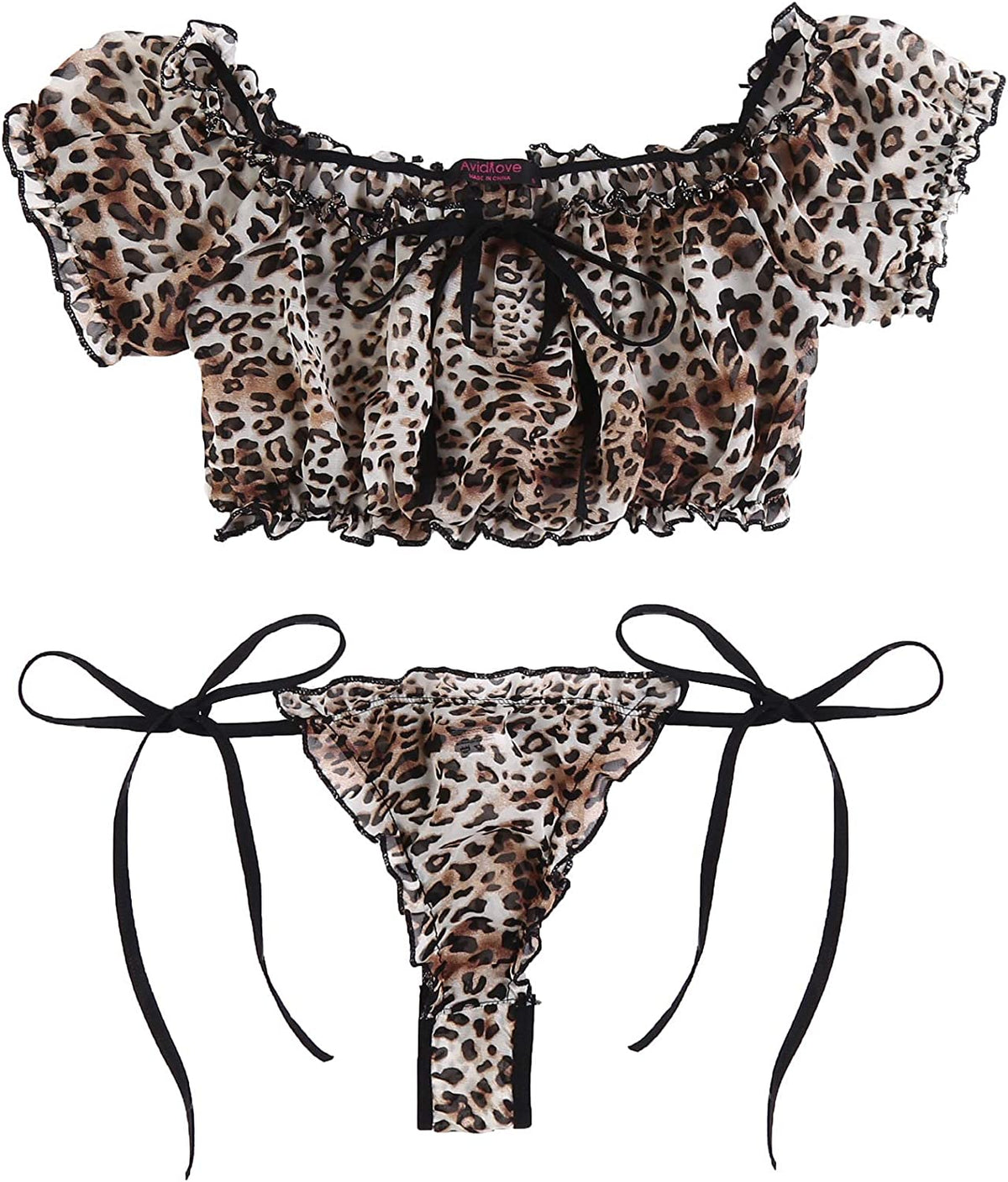 Avidlove BH- und Höschen-Set, Dessous-Set mit Rüschen, Netzstoff, Babydoll, Chemise