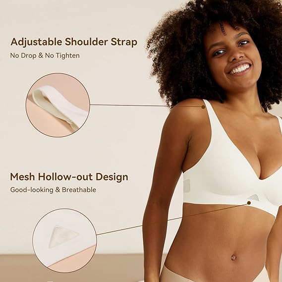 Smooth Comfortable Breathable Mesh Cool Feeling Wireless Bra White