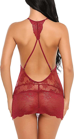 Lencería Babydoll Avidlove con escote halter y encaje 