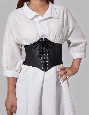 Avidlove Waspie Corset Belt Lace Up Waist Belt Leather Gothic Corset Belt