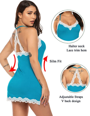 Avidlove Nachtwäsche Chemise Dessous Baumwolle Nachthemden für Frauen 