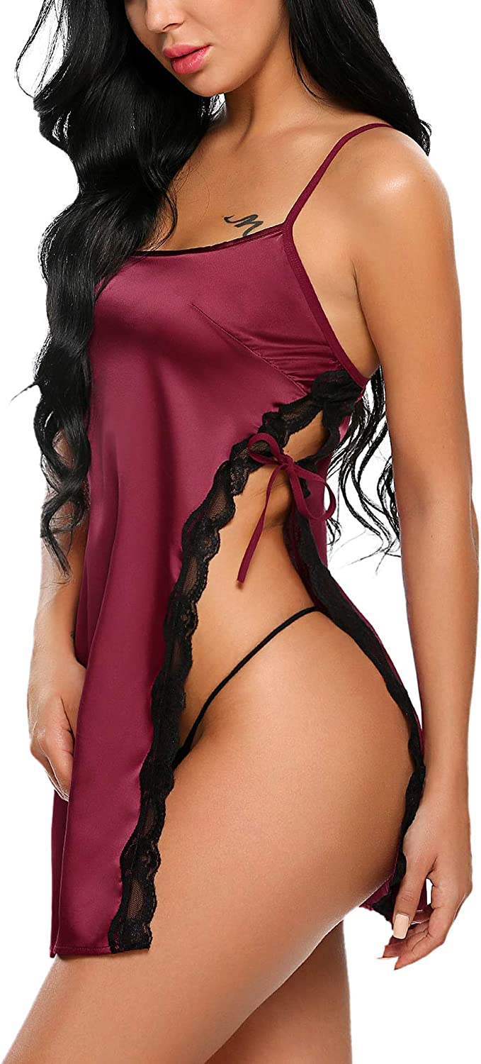 Avidlove Babydoll für Satin-Nachtwäsche, Spitzen-Chemise-Nachthemd 