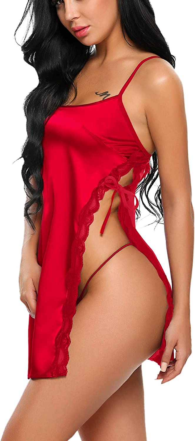 Avidlove Babydoll für Satin-Nachtwäsche, Spitzen-Chemise-Nachthemd 