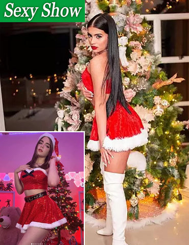 Conjunto de lencería navideña Avidlove, lencería de Papá Noel, disfraz de lentejuelas, ropa de dormir 