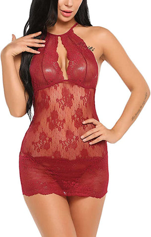 Avidlove Babydoll Dessous Neckholder Teddy Dessous Spitzen Chemise 