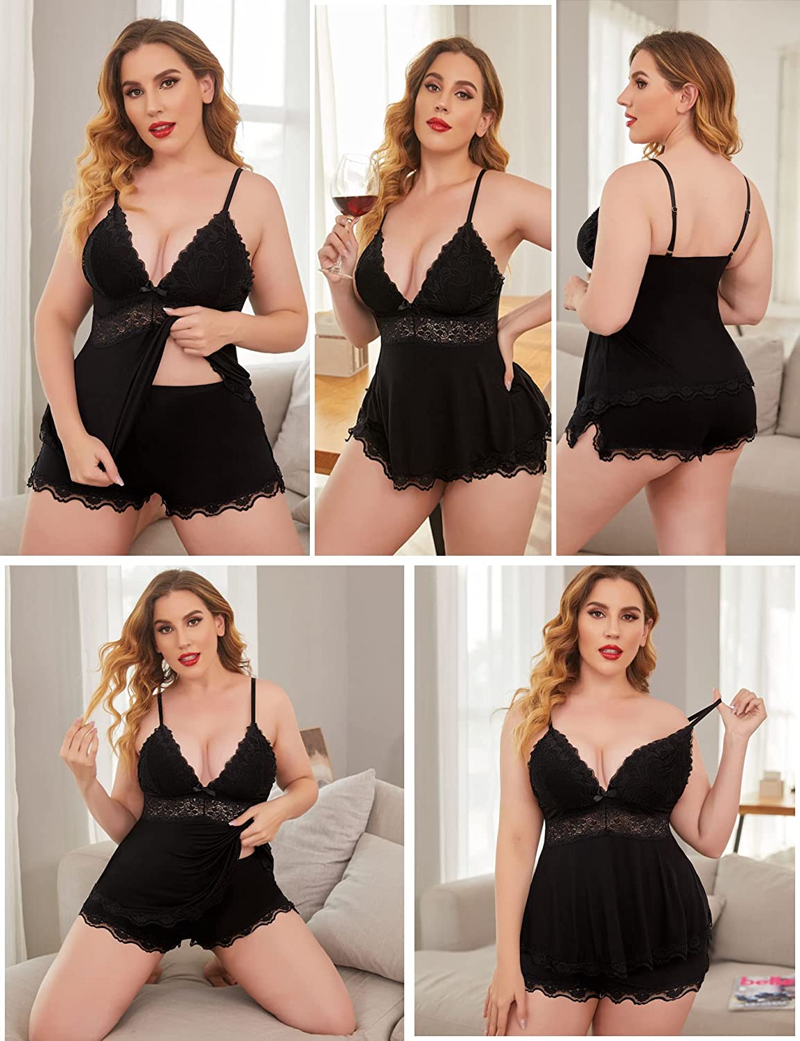 Avidlove Sweetness Cami Set Spitzen-Camisole Dessous Nachtwäsche Pyjamas Lounge-Sets