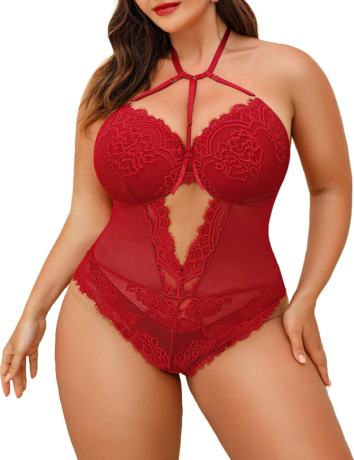 Lencería de talla grande Avidlove para body de encaje, lencería de una pieza, babydoll 