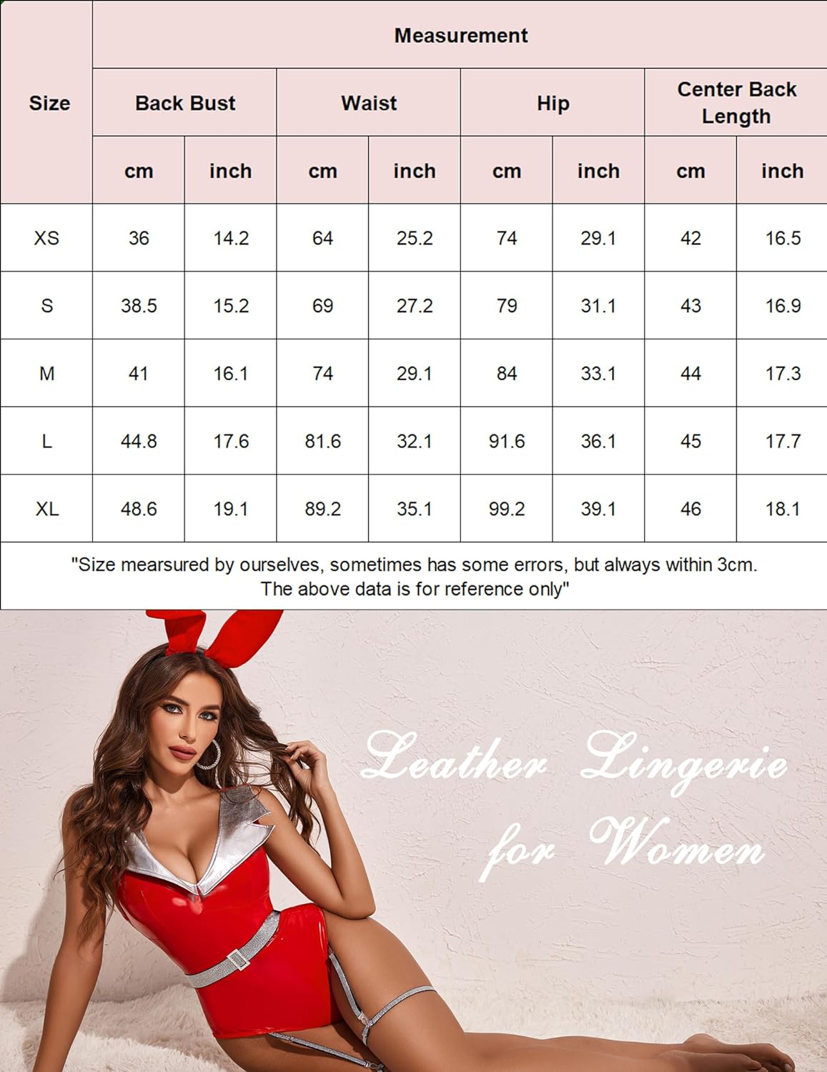 Lencería de cuero Avidlove para babydoll con entrepierna a presión y conjunto de liga de moda 