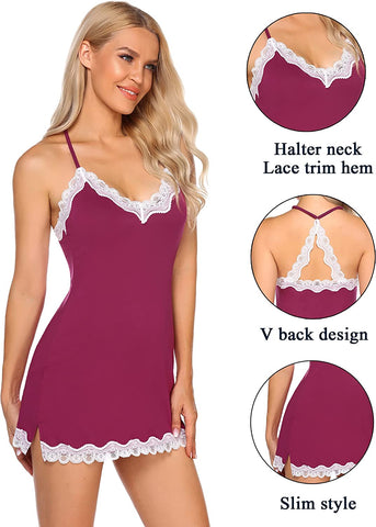 Avidlove Nachtwäsche Chemise Dessous Baumwolle Nachthemden für Frauen 