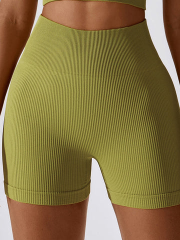 Nahtlose Yoga-Shorts mit Rippenmuster und Bauchkontrolle 