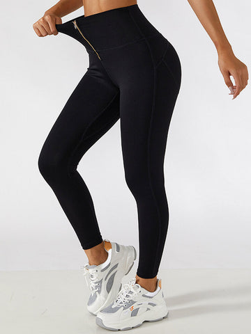 Empowered Leggings mit Reißverschluss vorne und hoher Taille