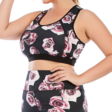 Tops de yoga con estampado de rosas para tallas grandes