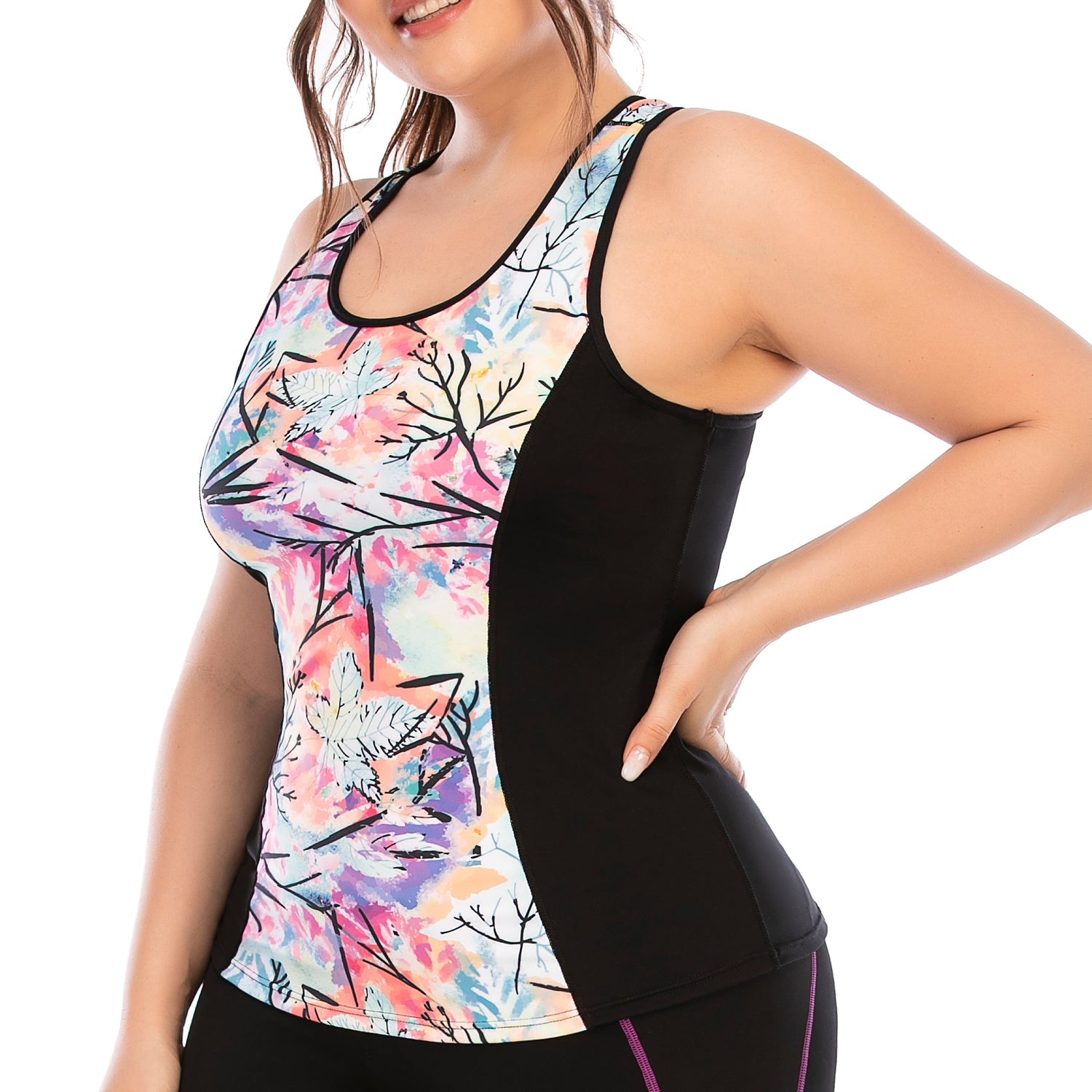 Camiseta de yoga estampada para entrenamiento, talla grande