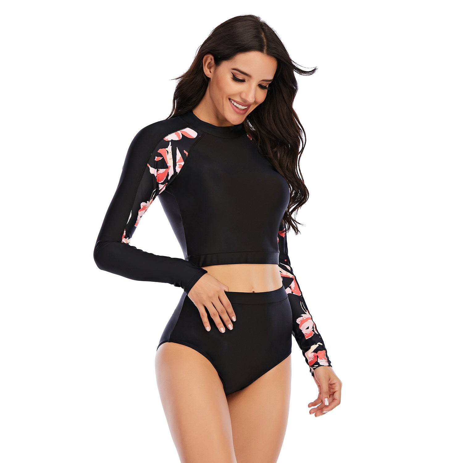 Long Sleeve Crop Top Bathing Suits Swimsuits for Women