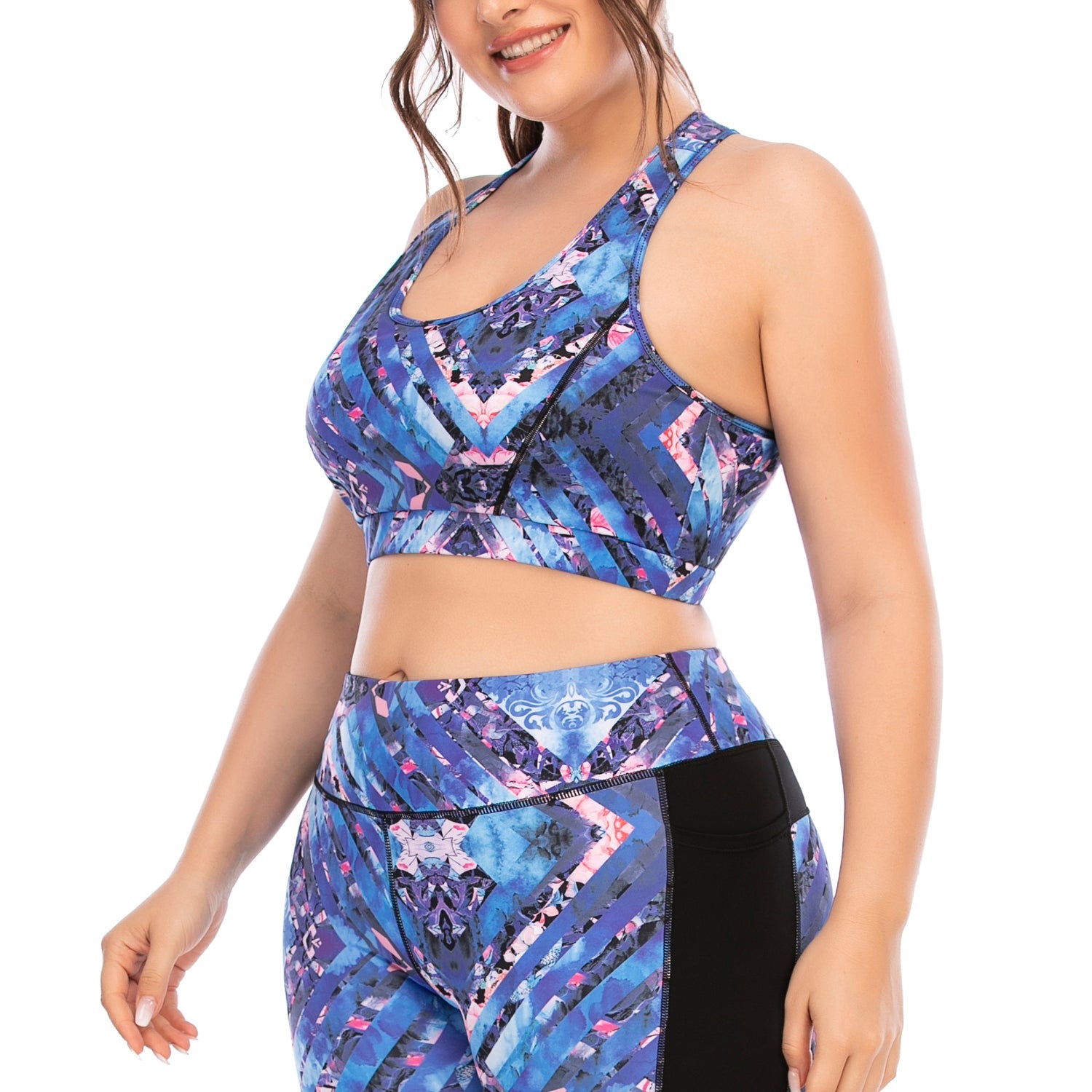 Printed Vivid Color Yoga Tops for Plus Size