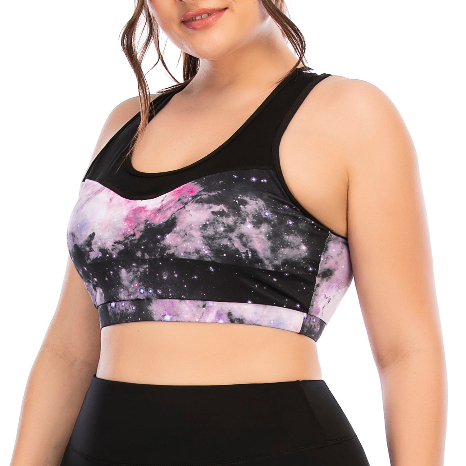 Tops de yoga de talla grande con estampado de estrellas para mujer