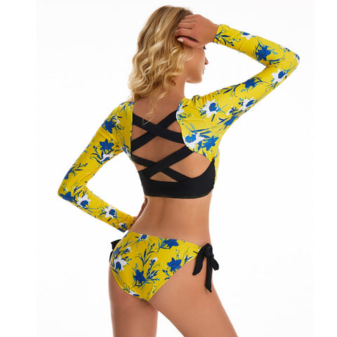 Long Sleeve Crop Top Bathing Suits Swimsuits for Women