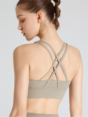 Cross-Strap Back Support Sports Yoga Wireless Bra