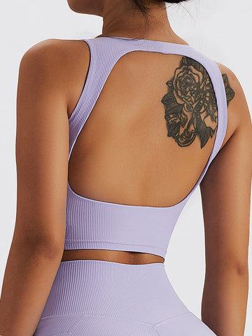 Live In Rib Crew Neck Backless Crop Top