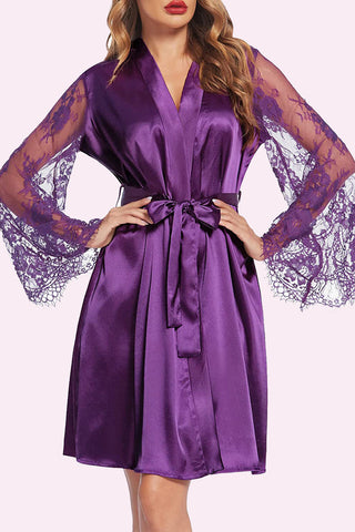 Avidlove Satin Kimono Robe for Bridesmaid and Bride Wedding Party Getting Ready Short Robe