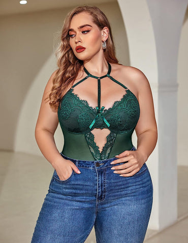 Lencería de talla grande Avidlove para body de encaje, lencería de una pieza, babydoll 