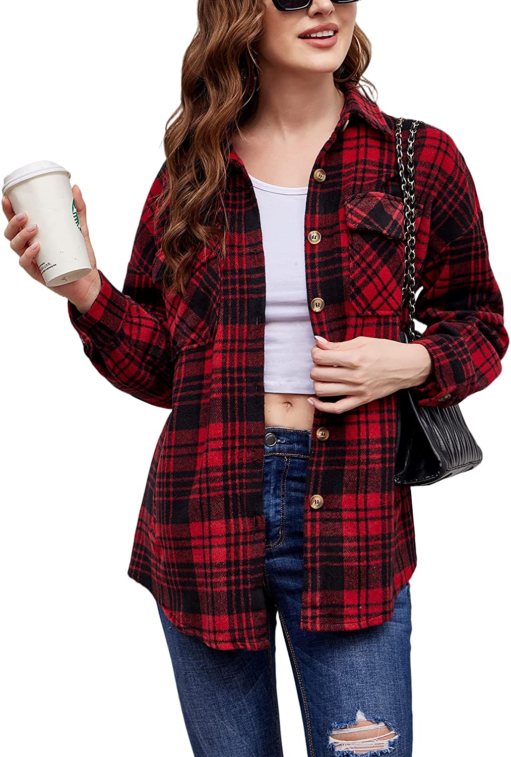 Plaid Long Sleeve Coat