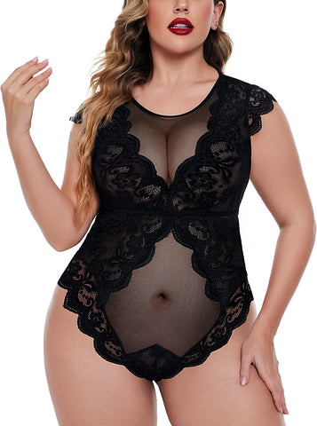 Avidlove Teddy Lingerie One Piece Babydoll Snap Crotch Lingerie Mini Bodysuit