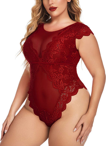 Avidlove Teddy-Dessous, einteilig, Babydoll, mit Druckknopfverschluss im Schritt, Mini-Body 