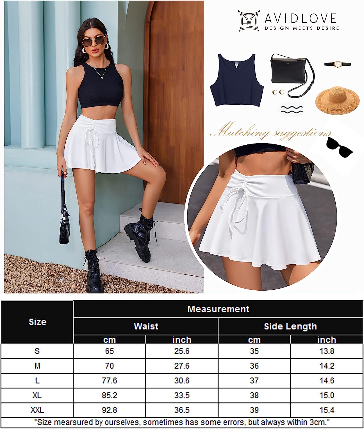 Avidlove Mini Skirt for Pleated Drawstring High Waist Skater Skirt Lingerie Skirts S-XXL