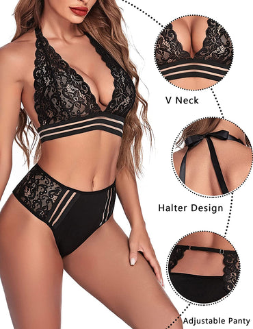 Avidlove Bra and Panty Set for Lace Lingerie Set Two Piece High Waist Lingerie