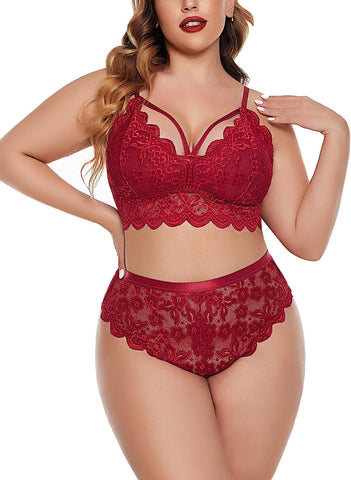 Conjunto de lencería de talla grande Avidlove para sujetador y bragas Conjunto de lencería con liga 