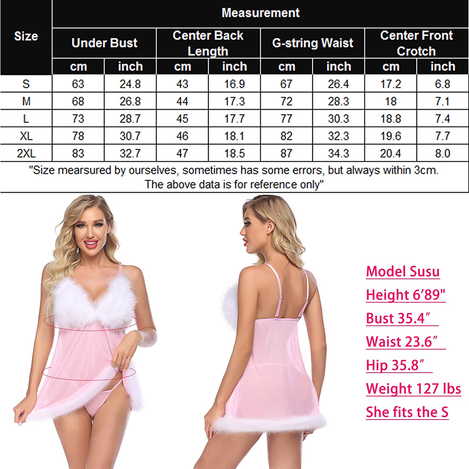 Avidlove Weihnachtsmann-Dessous-Set, Babydoll, Spitzenhemden, Nachtwäsche-Outfits 