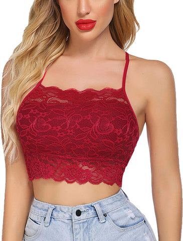 Avidlove Spitzen-Bralette für hochgeschlossene Camisoles, Racerback, doppellagiges bauchfreies Top 