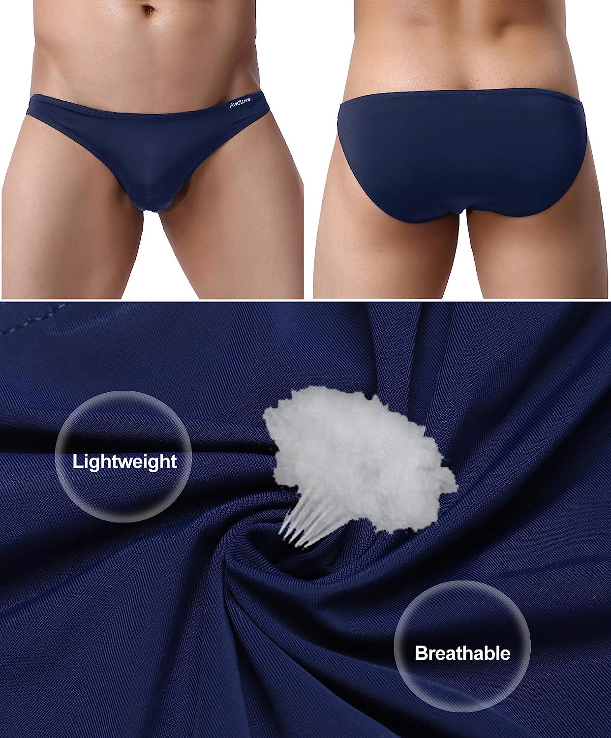 Pack de 4 calzoncillos tipo bikini elásticos de tiro bajo clásicos para hombre de Avidlove Underwear 