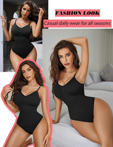 Avidlove Bodysuit Shapewear Bodysuits Spaghetti Strap V Neck Slimming Thong Body Shaper Tummy Control S-3XL