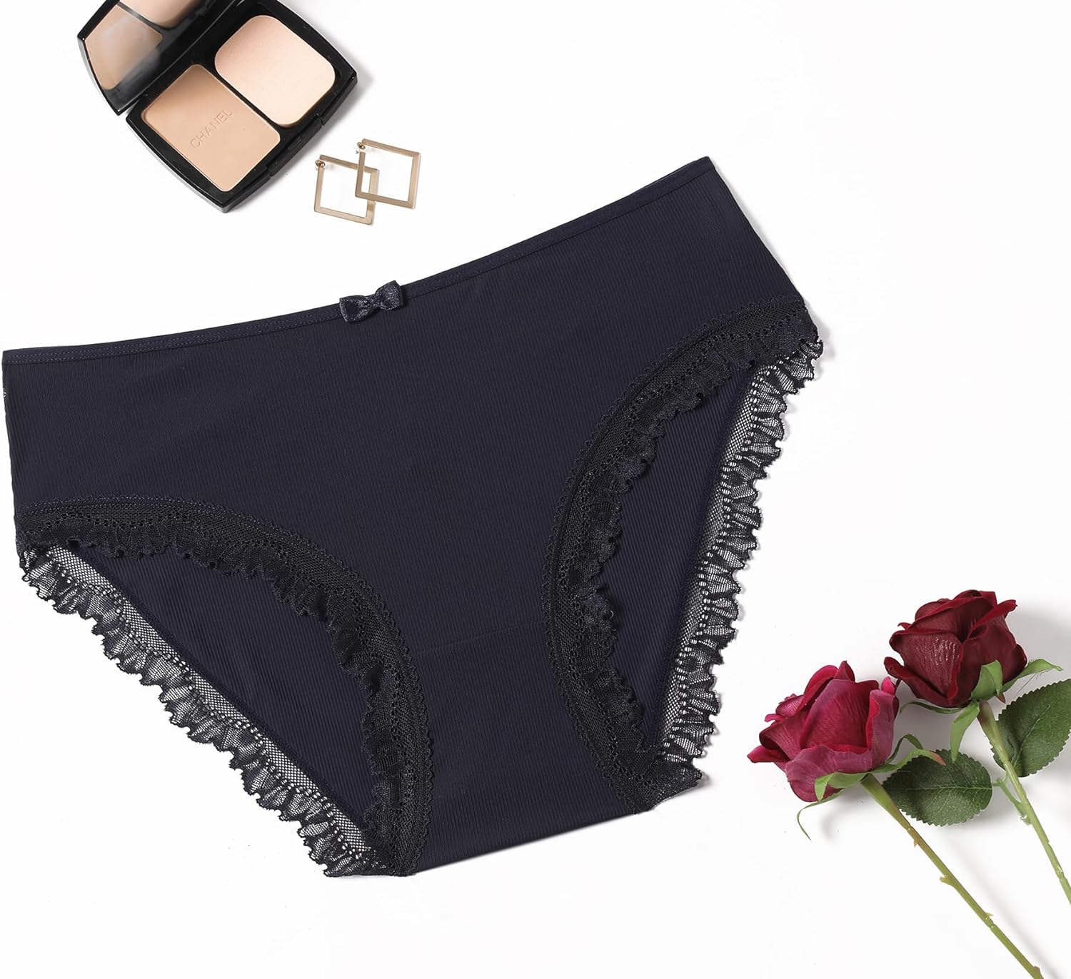 Avidlove Underwear Lace Trim Classic Briefs Crisscross Back Panties 4 Packs