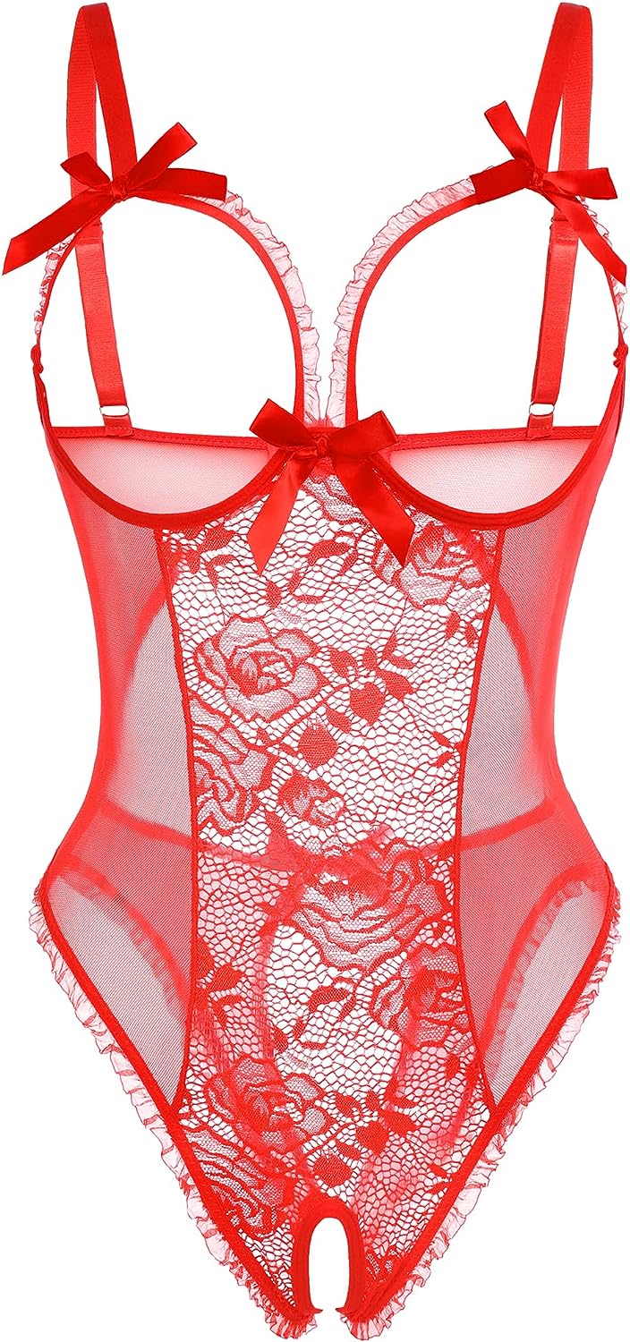 Avidlove Crotchless Lingerie Outfits for One Piece Lingerie Lace Babydoll Mini Bodysuit