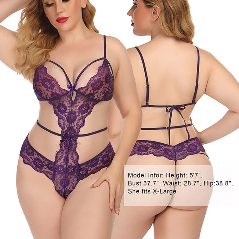 Body de encaje de Avidlove Lingerie con tiras y mini body de una pieza tipo babydoll 