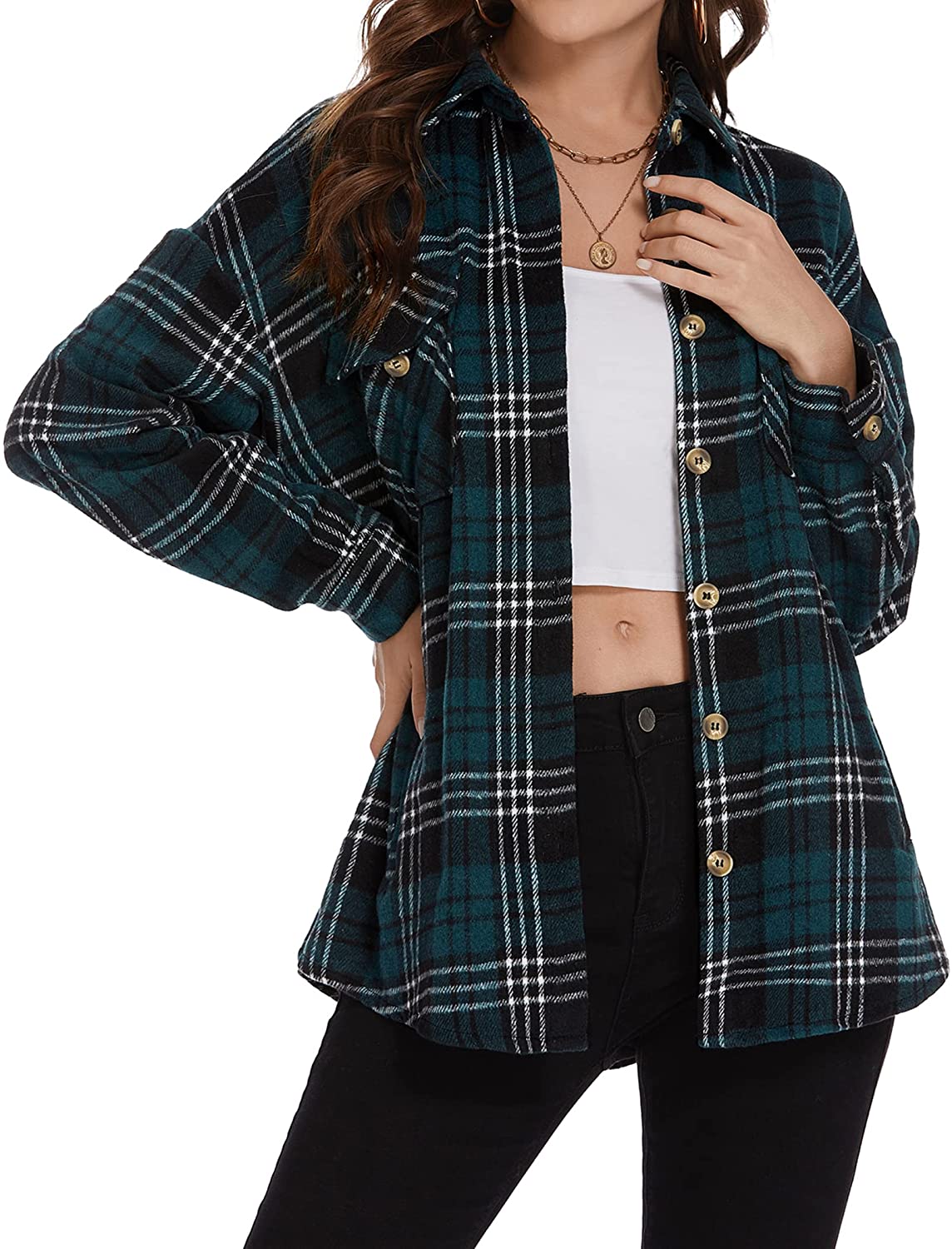 Plaid Long Sleeve Coat