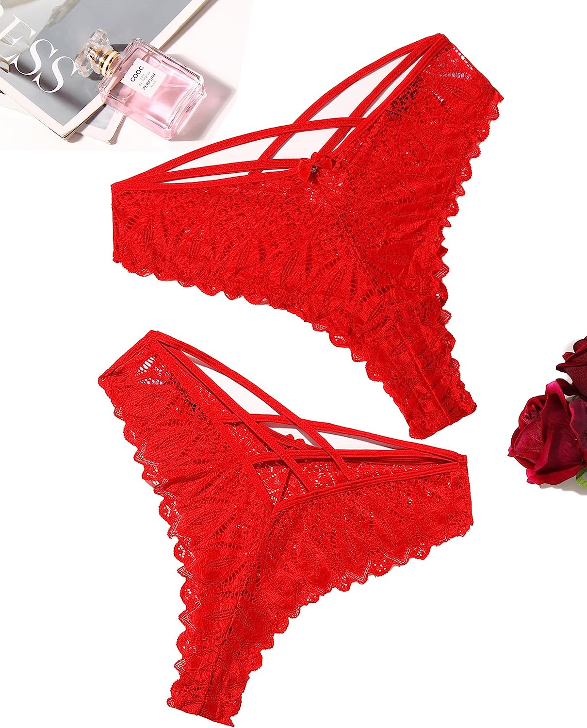 Avidlove Cheeky Panties für Spitzen-Criss-Cross-Bikini-Unterwäschepaket 