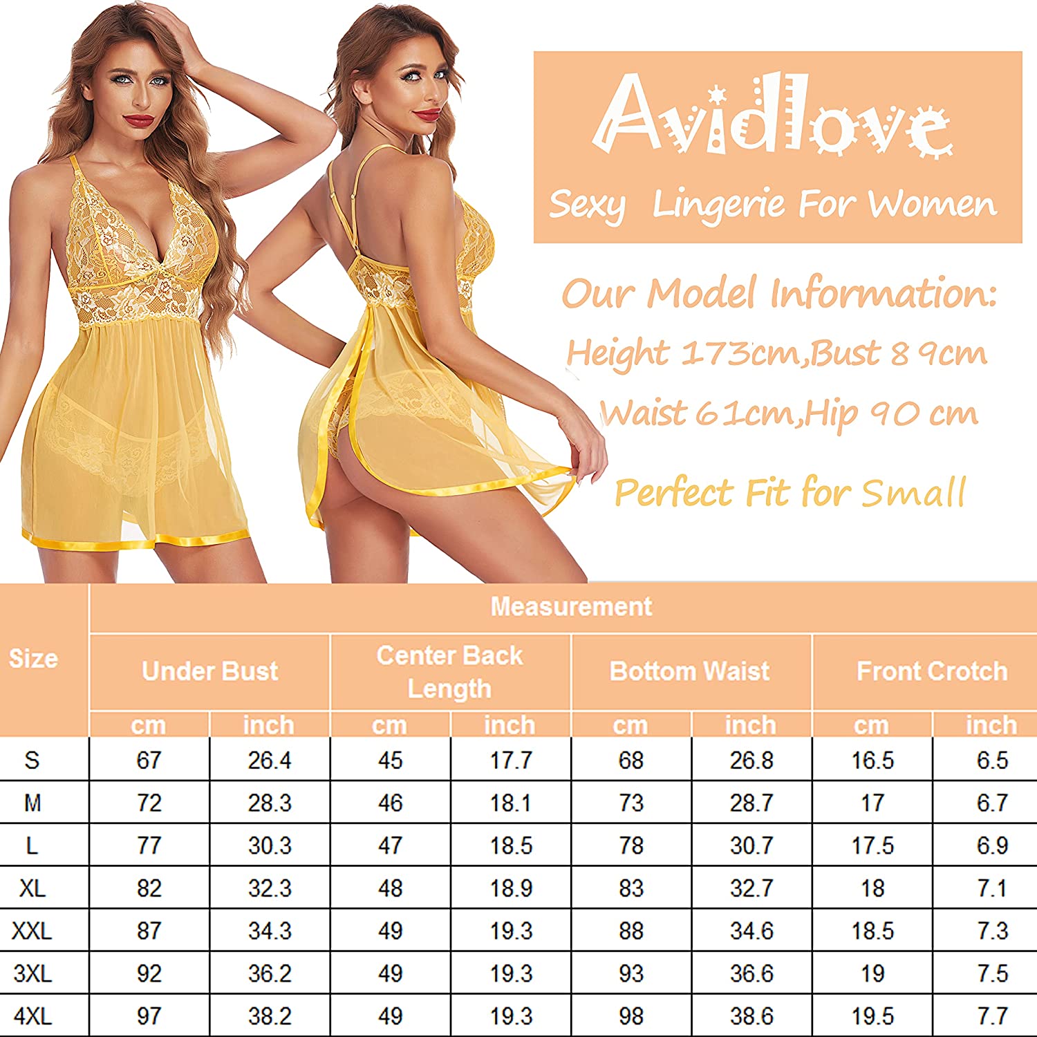 Avidlove Dessous in Übergröße für Mesh-Babydoll, Chemise, Spitze, für Schwangere, Boudoir-Outfits 