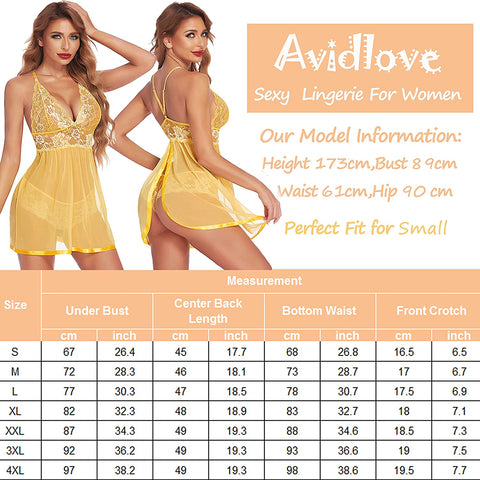 Avidlove Dessous in Übergröße für Mesh-Babydoll, Chemise, Spitze, für Schwangere, Boudoir-Outfits 