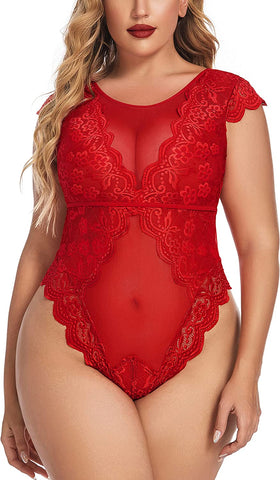 Avidlove Teddy-Dessous, einteilig, Babydoll, mit Druckknopfverschluss im Schritt, Mini-Body 