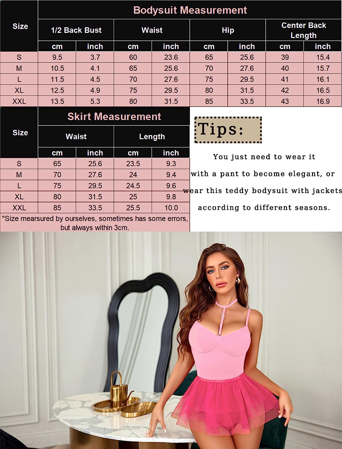 Avidlove Babydoll Lingerie for Snap Crotch Chemise Lingerie Set with Halter Choker Removable Skirt Boudoir Outfits