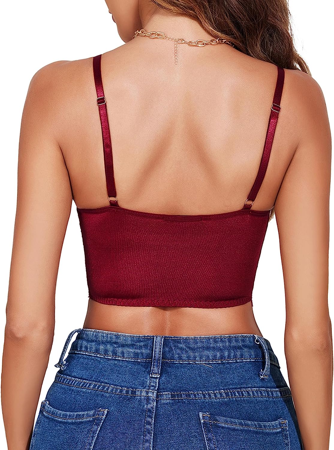 Avidlove Bustier Tops para camisolas con aros Top tipo bralette de encaje push up de dos capas de apoyo 