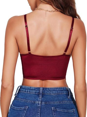 Avidlove Bustier Tops para camisolas con aros Top tipo bralette de encaje push up de dos capas de apoyo 