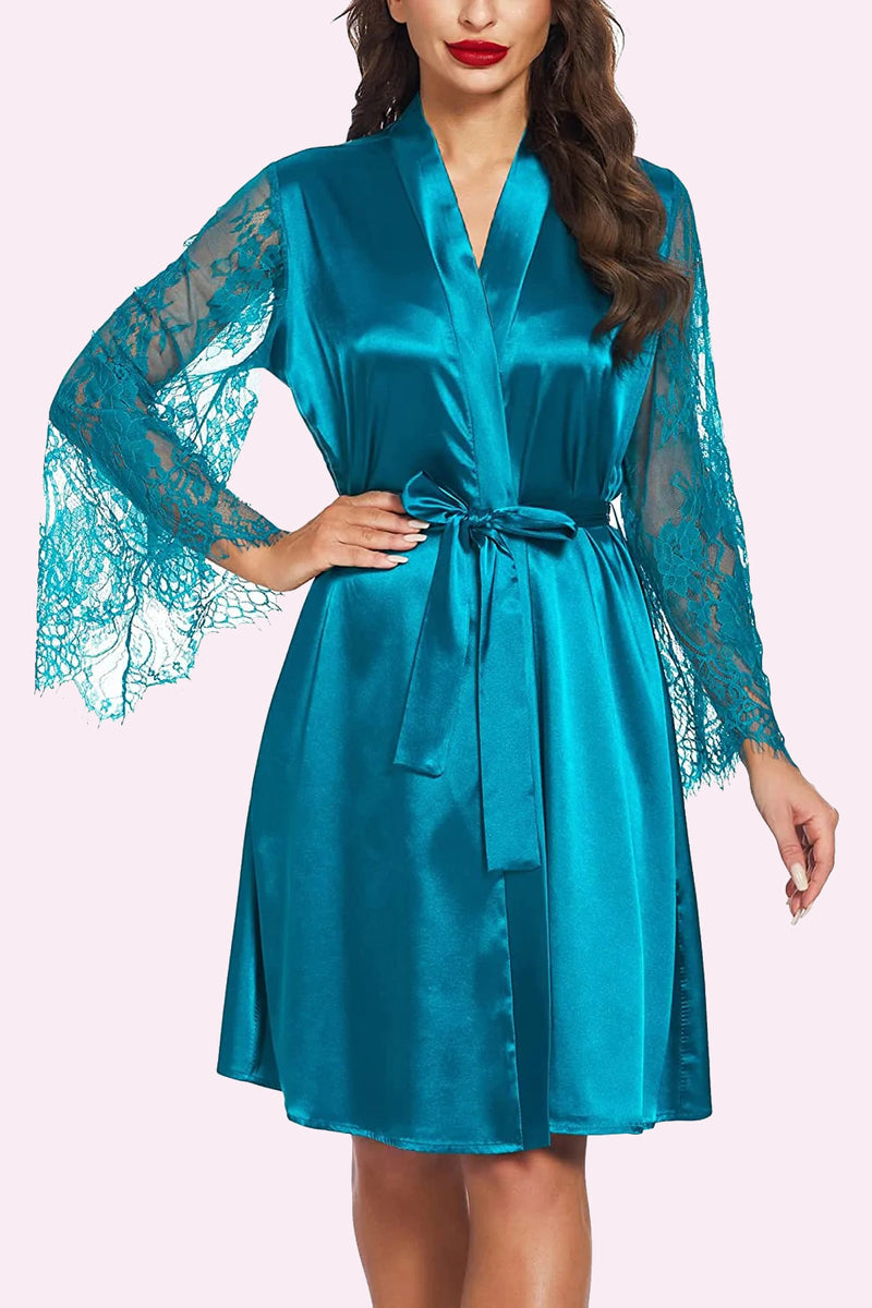 Avidlove Satin Kimono Robe for Bridesmaid and Bride Wedding Party Getting Ready Short Robe